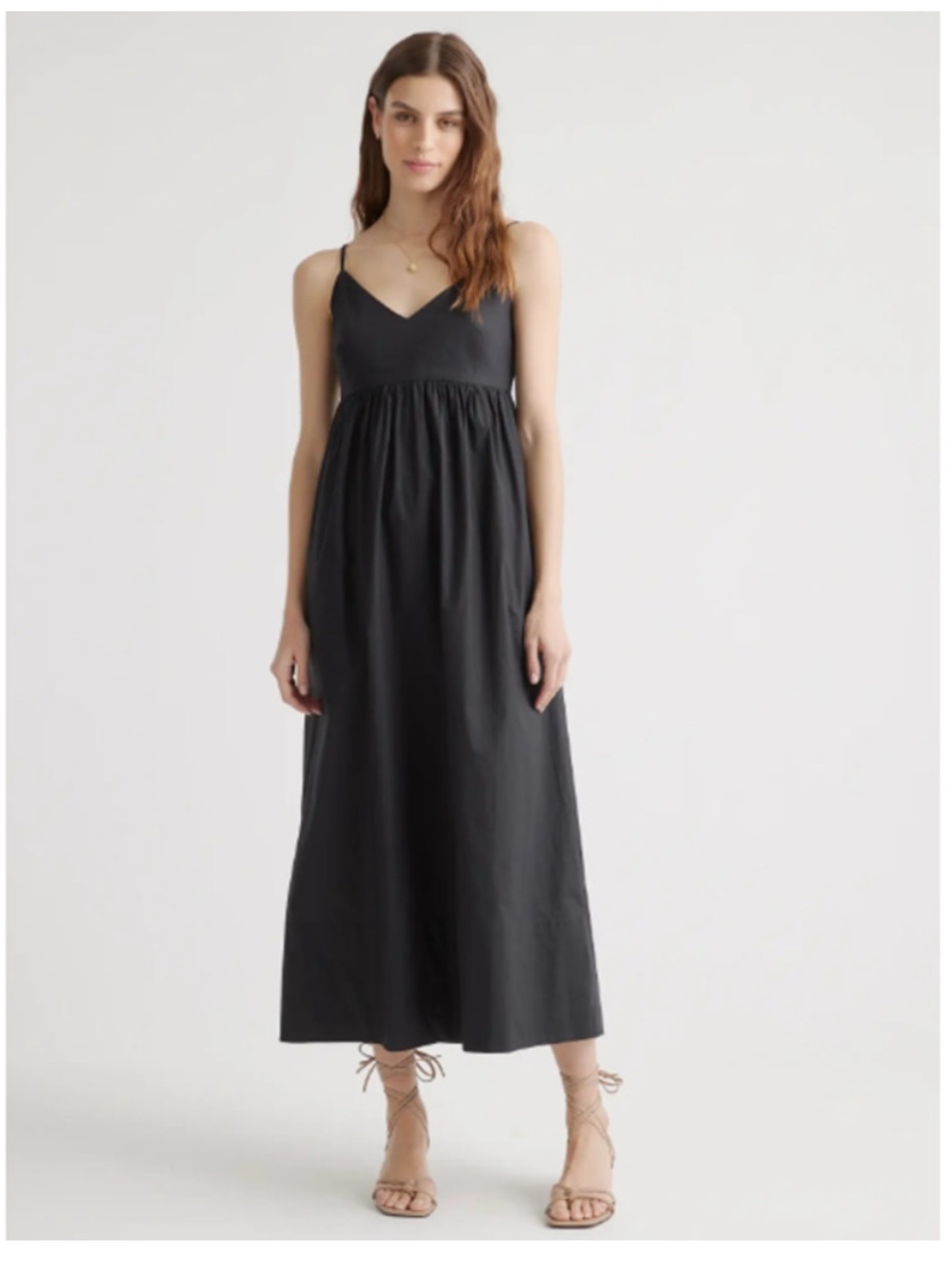 Quince 100% Organic Cotton Sleeveless Maxi Dress Medium Black